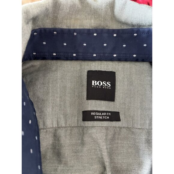 Hugo Boss Men's Shirt Size Large LARGE REGULAR  FIT Gray Stretch Preppy Business - Picture 7 of 13